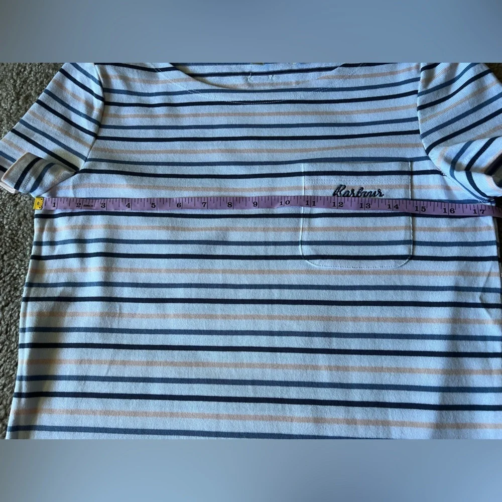 Barbour Striped Hawkins Short Sleeve 100% Cotton Tee size 4 Nautical T-Shirt